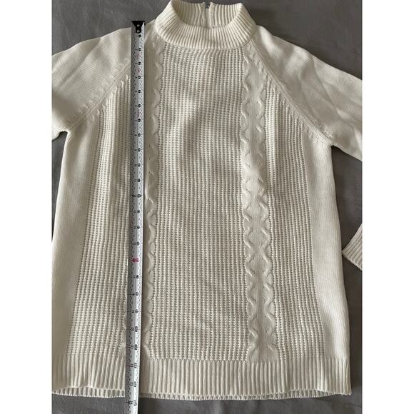 VTG. 50s/60s Mock Turtleneck sweater Cream Ivory long sleeve - Picture 7 of 7